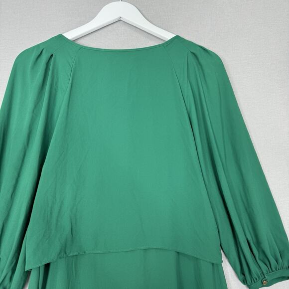 Maeve Anthro Womens Dress 4 Green Valparaiso Chiffon Tie Bow Front Career Preppy - Picture 10 of 16